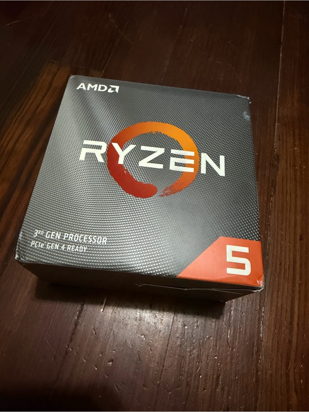 AMD Ryzen 5 Processor Box with Black and Orange Design